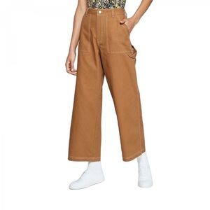 Wild Fable Tan Wide Leg Stitch-Detail Carpenter Pants